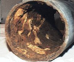 Inside a corroded HVAC pipe