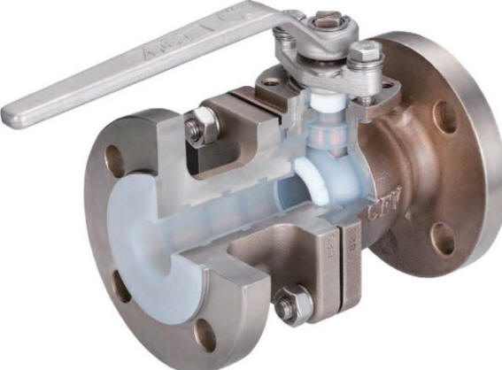 PFA lined ball valve for harsh chemical applications